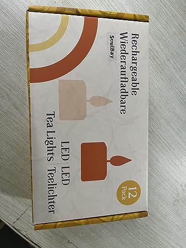SoulBay Rechargeable Tea Lights, 12pcs Battery LED Flameless Tealight Candles with Remote Control Timer, Candle Light with USB Charging Cables for Home Room Table Halloween Christmas Decorations