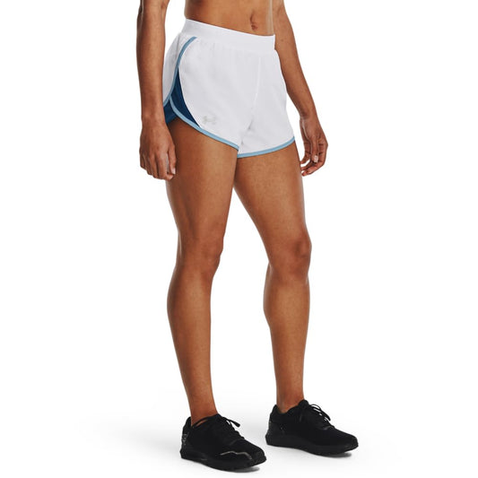 Under Armour Women's Fly by 2.0 Running Shorts, (105) White/Varsity Blue/Reflective, XX-Large