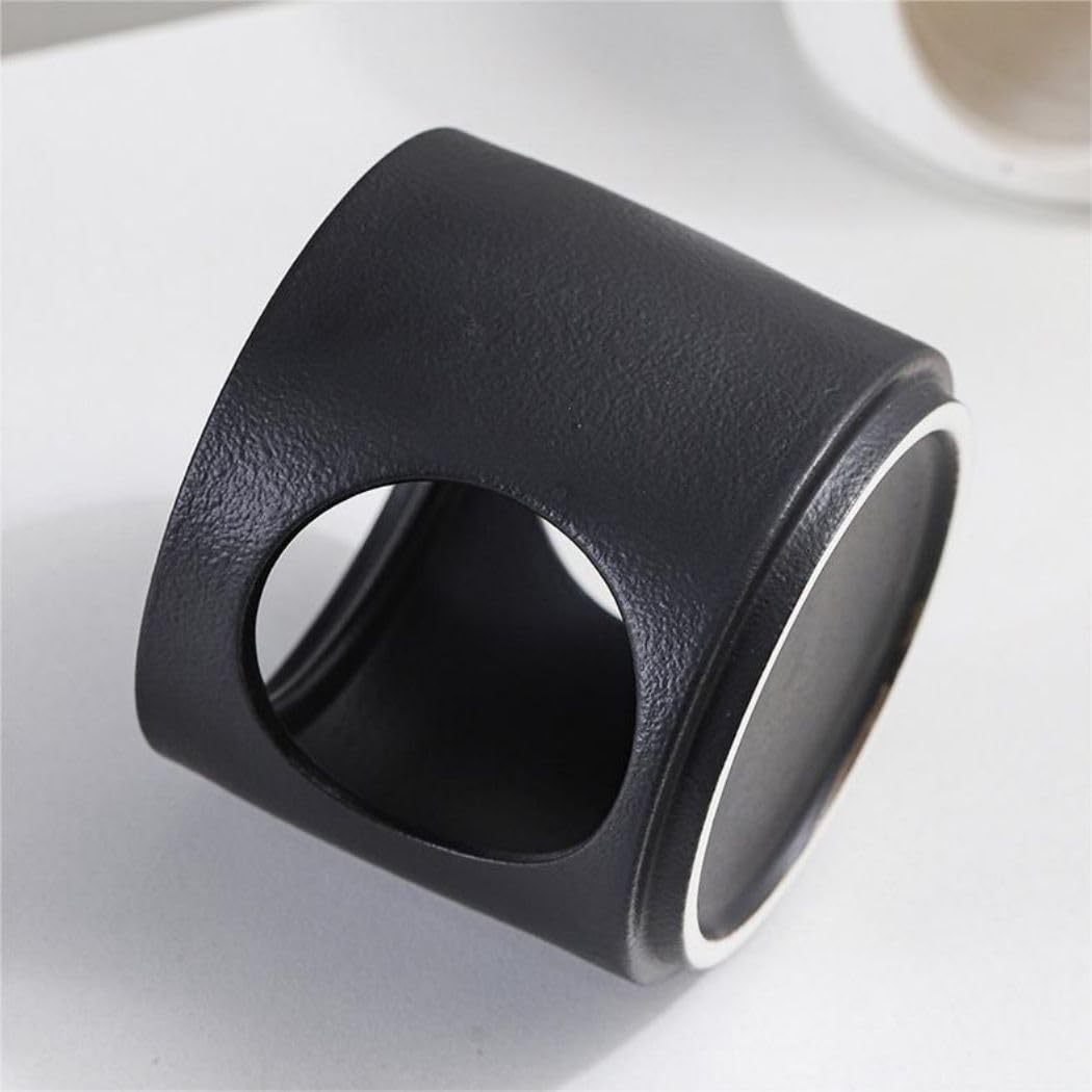 Warmself Hand Made Large Capacity Essential Oil Burner Wax Melt Burners, Aromatherapy Aroma Burner Ceramic Oil Diffuser Candle Tealight Holder Home Bedroom Decor-Black