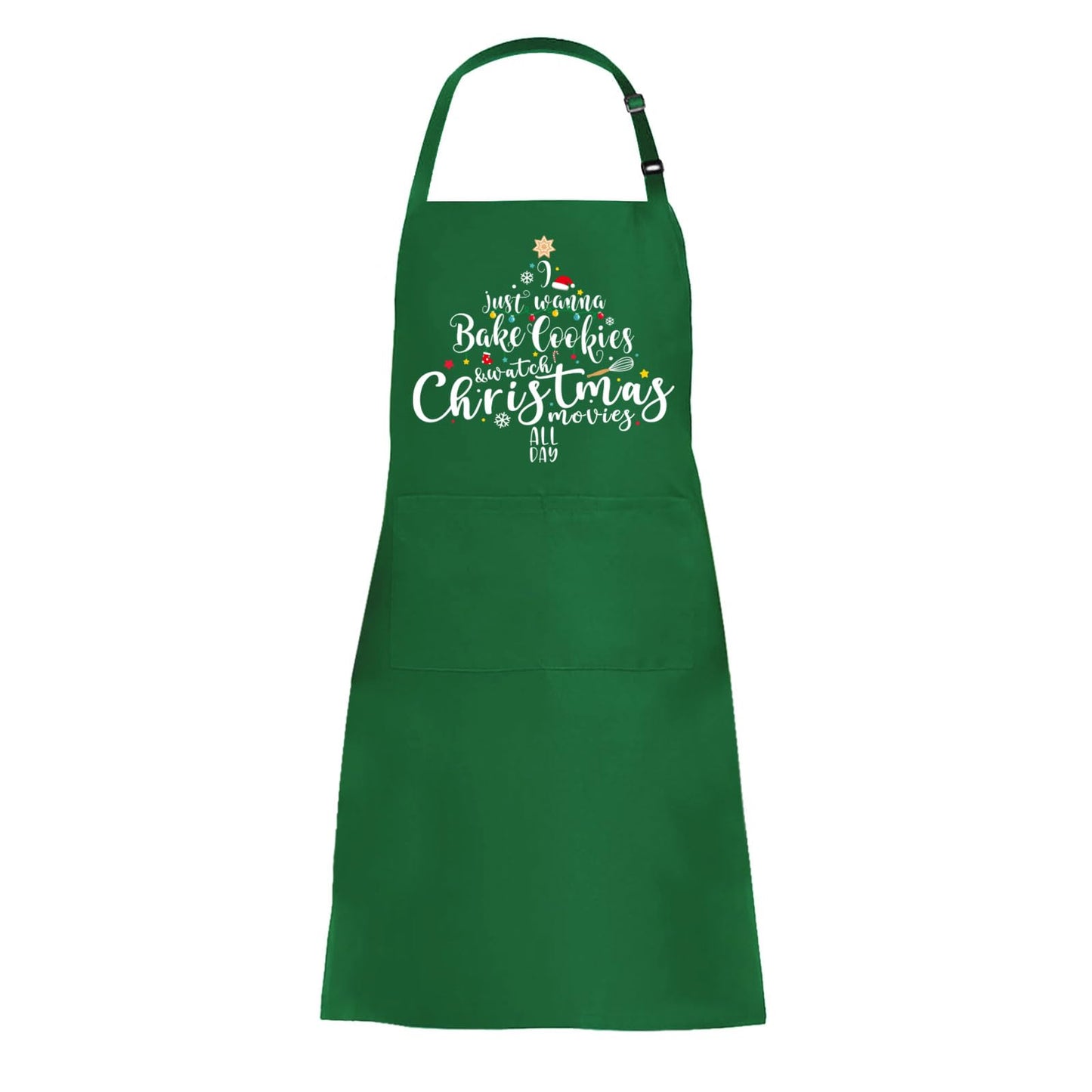 Funny Christmas Baking Apron for Women Men, Holiday Baking Gifts for Bakers, Green Xmas Kitchen Cooking Aprons with 2 Pockets, Cute Christmas Apron Gifts for Mom Wife Sister Husband Girlfriend