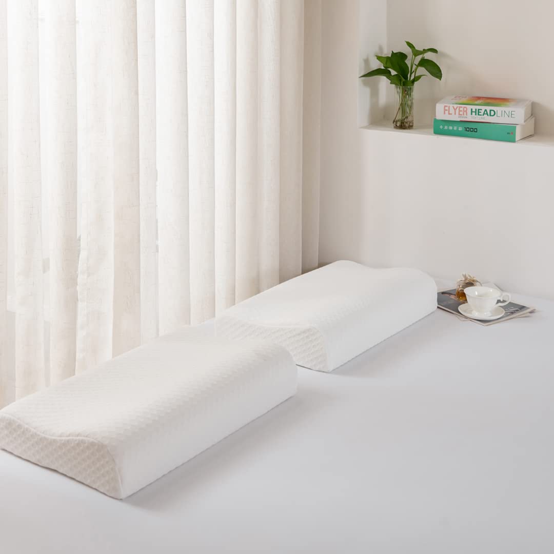 Good Nite Memory Foam Pillow Neck Support Pillows Orthopaedic Cervical Soft Deep Sleep for Side Sleepers and Back with Washable Cover 65 x 35 cm Standard Size White