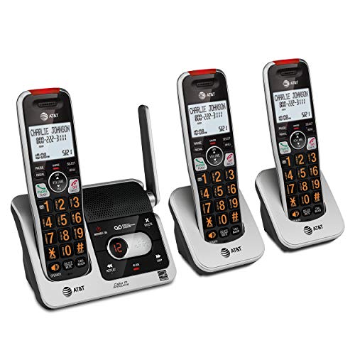 AT&T BL102-2 DECT 6.0 2-Handset Cordless Phone for Home with Answering Machine, Call Blocking, Caller ID Announcer, Audio Assist, Intercom, and Unsurpassed Range, Silver/Black