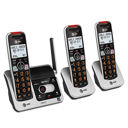 AT&T BL102-2 DECT 6.0 2-Handset Cordless Phone for Home with Answering Machine, Call Blocking, Caller ID Announcer, Audio Assist, Intercom, and Unsurpassed Range, Silver/Black