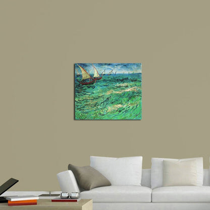 Wieco Art Sailing Boats Large Modern Gallery Wrapped Seascape Giclee Canvas Prints of Van Gogh Famous Oil Paintings Reproduction Pictures on Canvas Wall Art for Living Room Bedroom Home Decorations