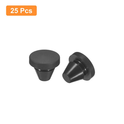 uxcell 25Pcs Silicone Plugs, Rubber Round Snap in Locking Hole Plugs for 6-7mm Hole, Hole Stoppers Waterproof Hole Plug for Metal Tube, Furniture End Caps Inserts, Black