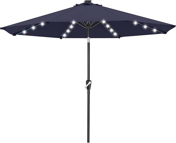ABCCANOPY Durable Solar Led Patio Umbrellas with 32LED Lights 11FT (Deep Blue)
