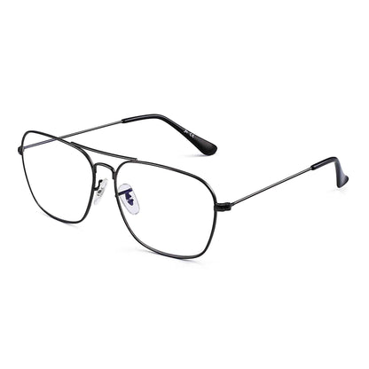 JM Blue Light Blocking Computer Glasses, Square Eye Protect Video Eyeglasses Anti Glare Men Women (Gunmetal Frame Black Temple Tips)
