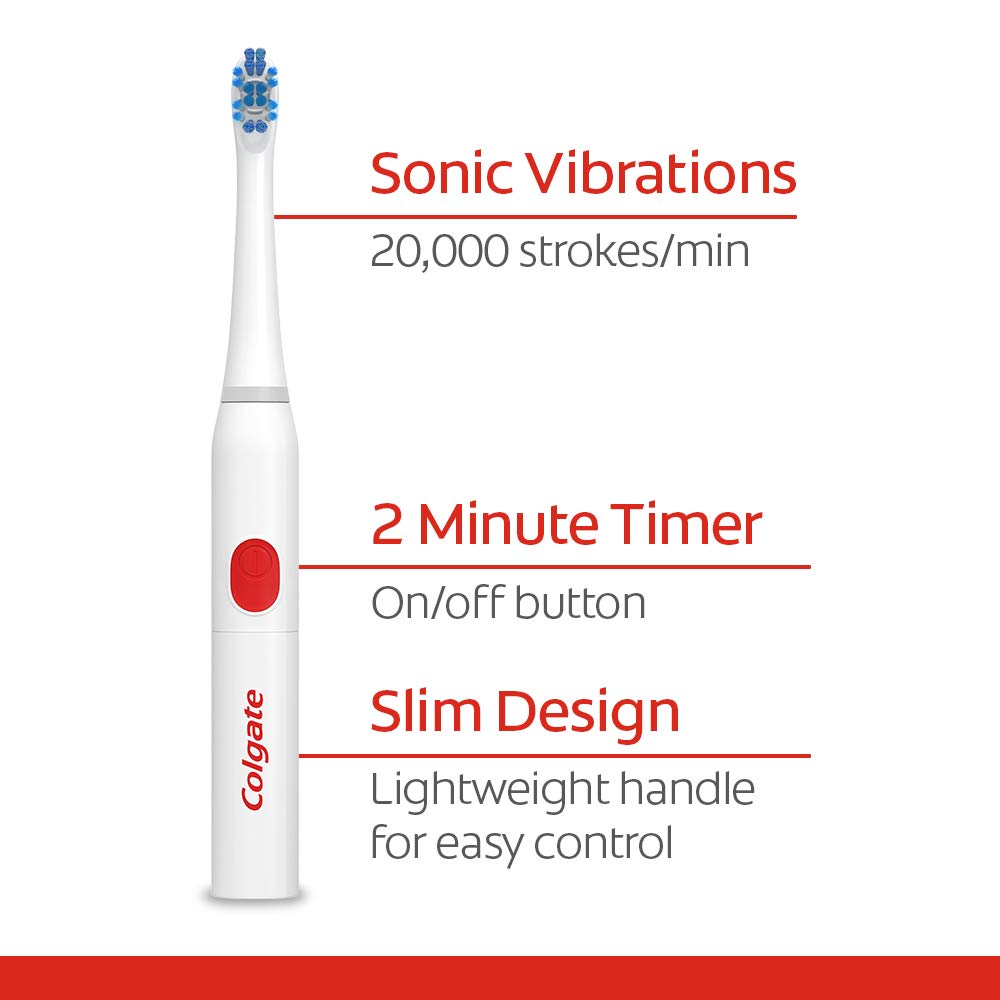 Colgate, 360 Advanced Sonic Battery Power Toothbrush Soft, Whitening, 1 Count