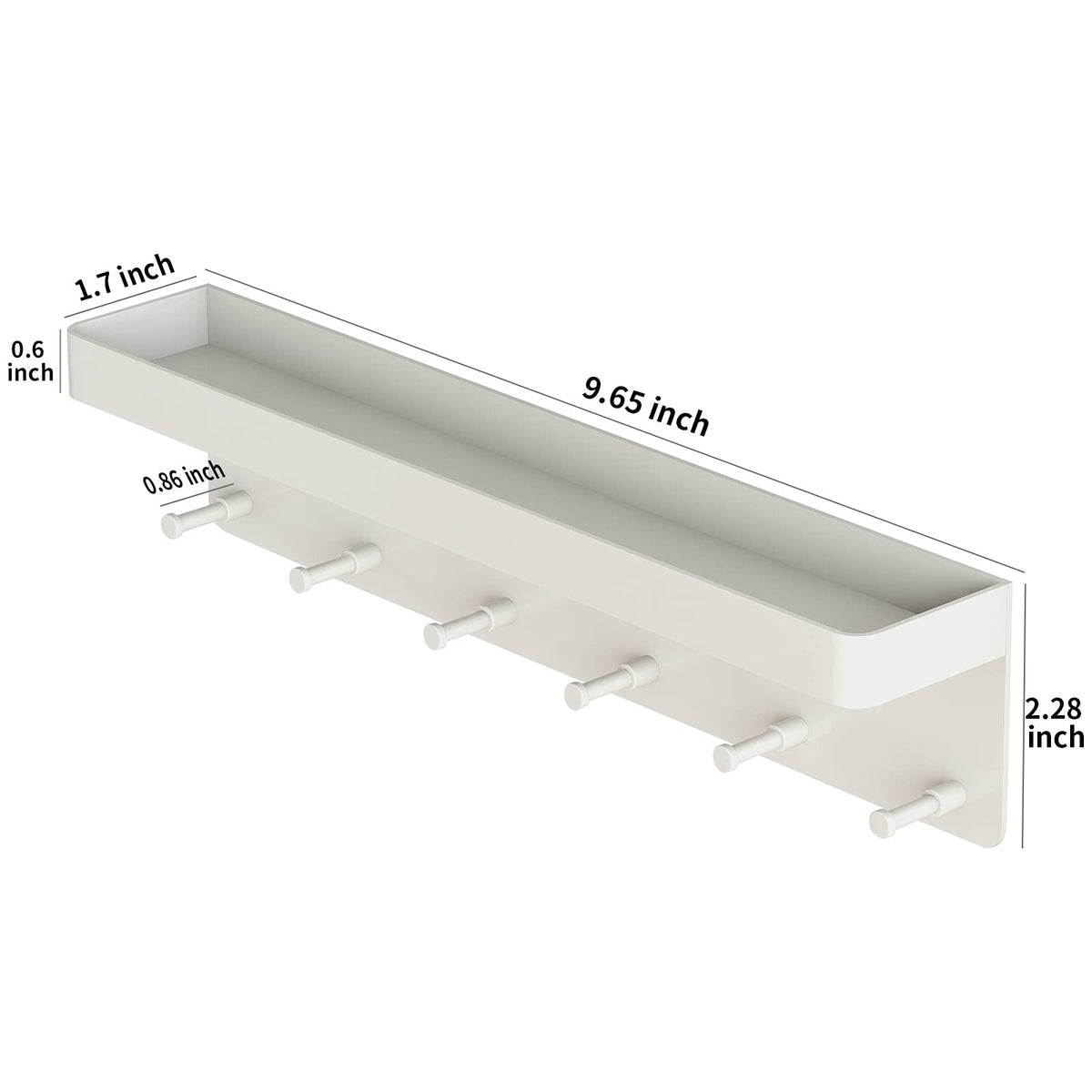 MKO Key Holder for Wall, Mail Organizer and Key Rack Wall Mount with Tray & 6 Hooks for Hallway (White)