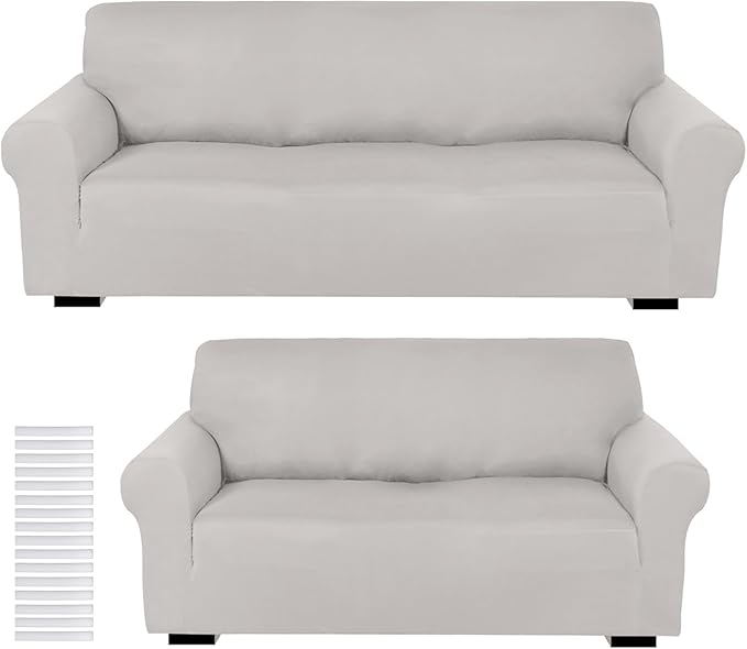Peryiter 2 Pcs Sofa Covers Couch and Loveseat Covers Set Stretch Sofa Slipcover
