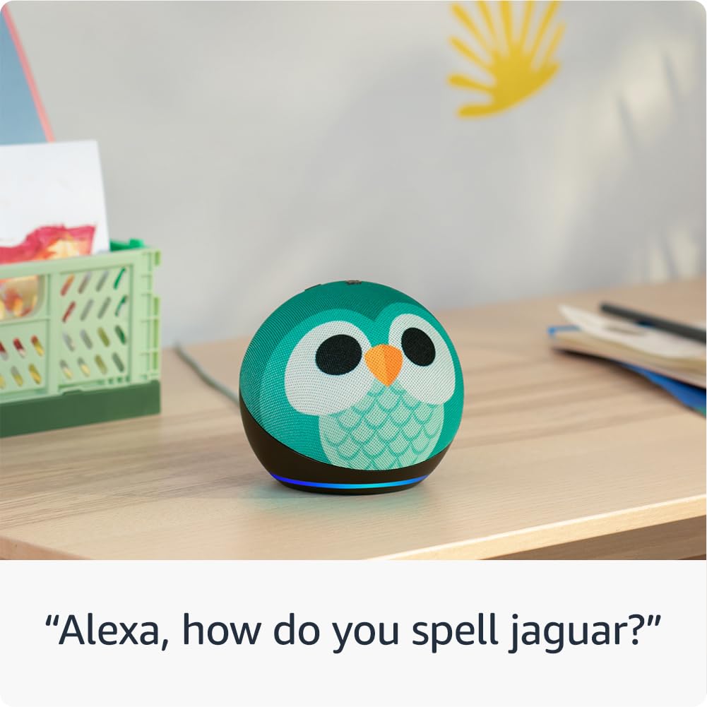 Echo Dot Kids (newest gen) | Wi-Fi and Bluetooth smart speaker with Alexa | With 1 year of Amazon Kids+ content | Owl