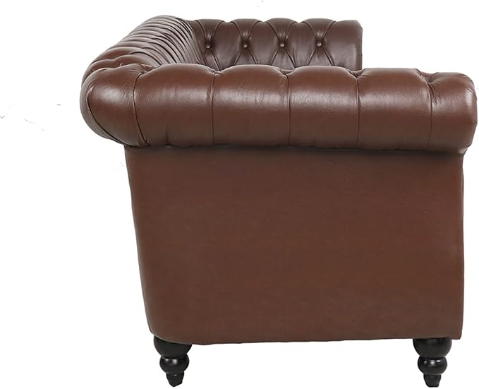 LEVNARY Chesterfield Sofa, Classic Tufted Upholstered Leather Couch, Modern 3