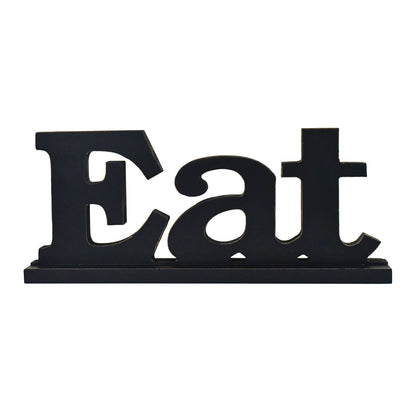 E-view Wooden Family Sign for Home Decor - Decorative Letters Tabletop Word Plaque Home Décor Accents (Eat)