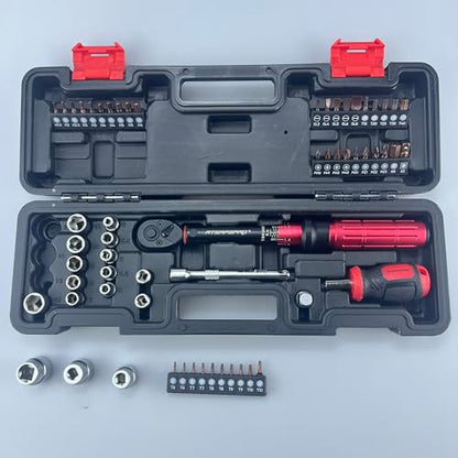 ATsafepro Bike Torque Wrench Set 1/4 Inch,3-25Nm, 61 Piece Magnetic Ratchet Screwdriver Set,Small Torque Wrench with Bits and Extension Rod for Bicycle Maintenance, DIY