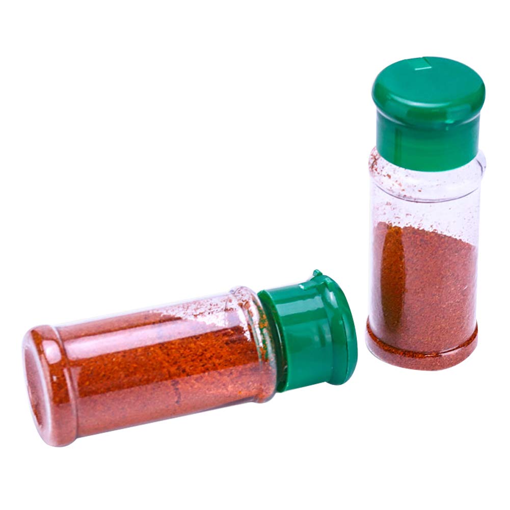 FEOOWV 100 Pcs Empty Plastic Spice Bottles Set for Storing Barbecue Seasoning Salt Pepper and More 75 ml/2.5 oz (Green)