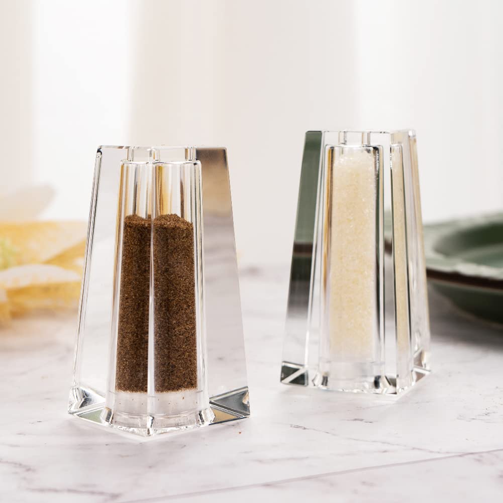 Maxistal Salt and Pepper Shaker Set Spice Dispenser Refillable Design Cut Crystal Seasoning Shaker Kitchen Decor for Cooking Table, RV, Dinner Party, Camping BBQ (Set Of 2)