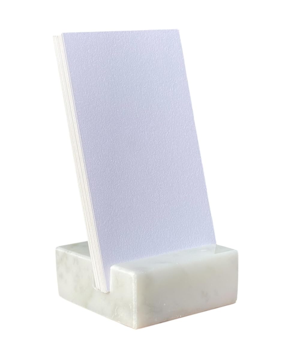 Craftsman Stoneworks Vertical Business Card Holder made from White Carrara Marble
