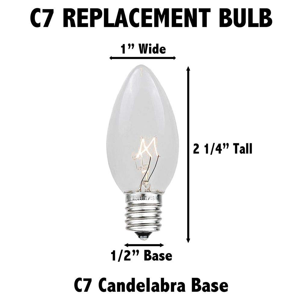 Novelty Lights Ceramic Christmas Replacement Bulbs - Outdoor Individual Bulbs for Events, Holiday Parties, Patios, and More - C7/E12 Candelabra Base, 5 Watt Lights (Purple, 25 Pack)