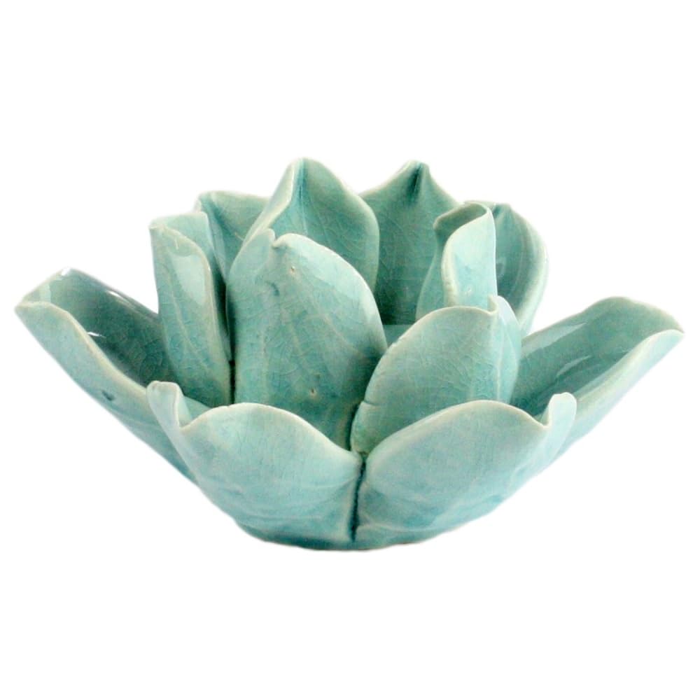 HomArt 7637-14 Lotus Tea Light Holder, Teal