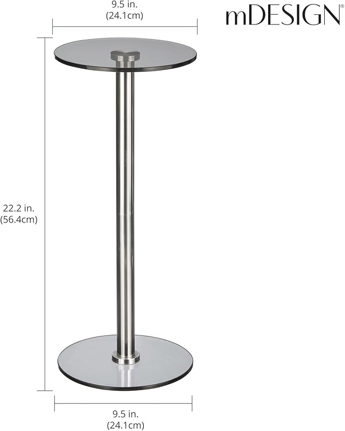 mDesign Glass Top Side/End Drink Table