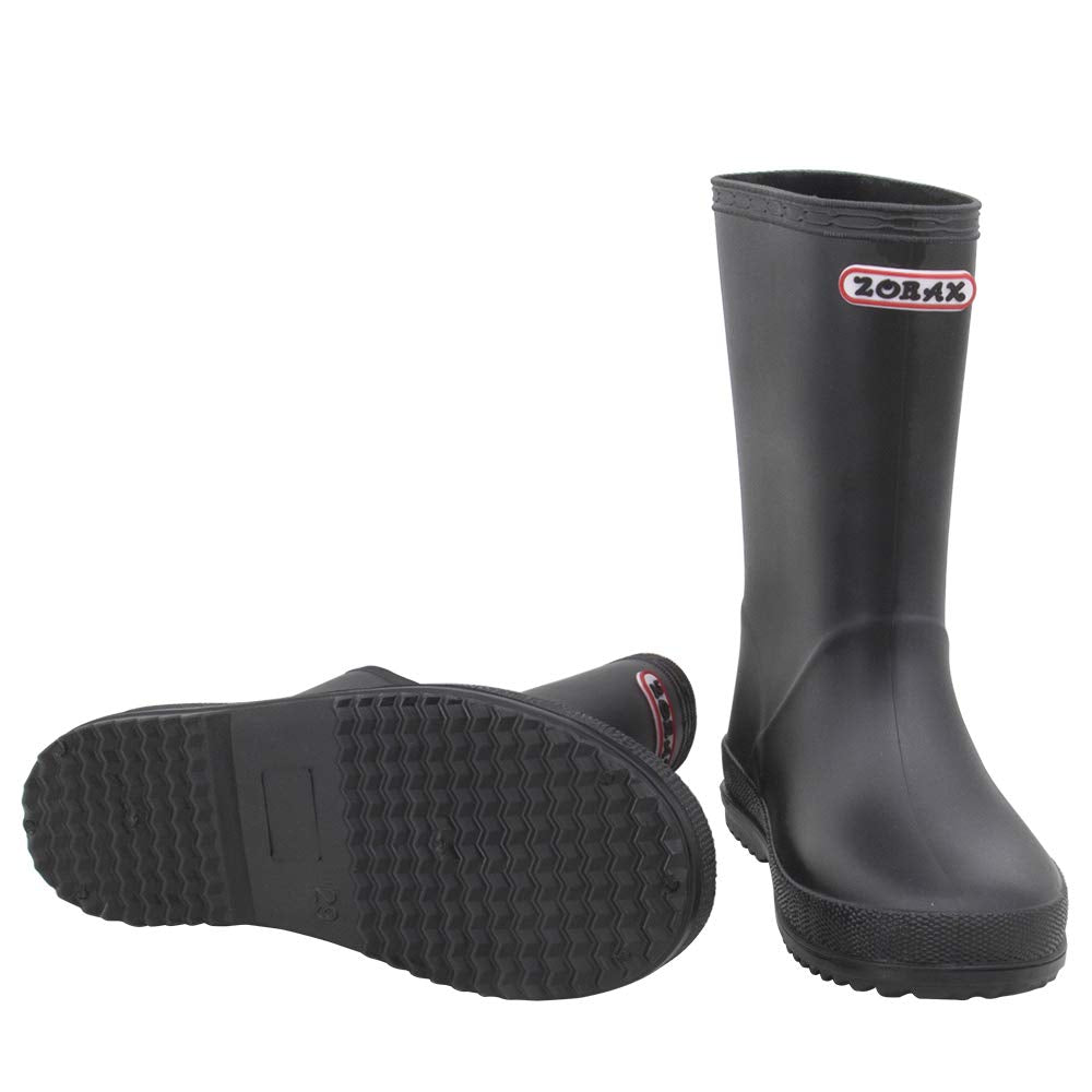 Zorax - UK3 Adult - EU34 - Black Girls Boys Waterproof Non-Slip Kids Motorbike Rain Boots Kids Rain Shoes Wellies Unisex Children Wellington Boots