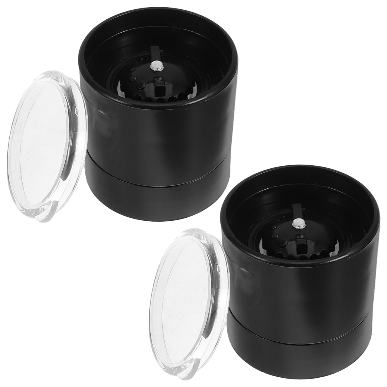 OKUMEYR Stainless Steel Grinder Cap Covers for Salt Pepper Mills Adjustable Spice Grinder Lid Covers Manual Kitchen Spice Jar Tops Easy to Clean 2 Pack Compact 1.88X1.81X1.77 Inch