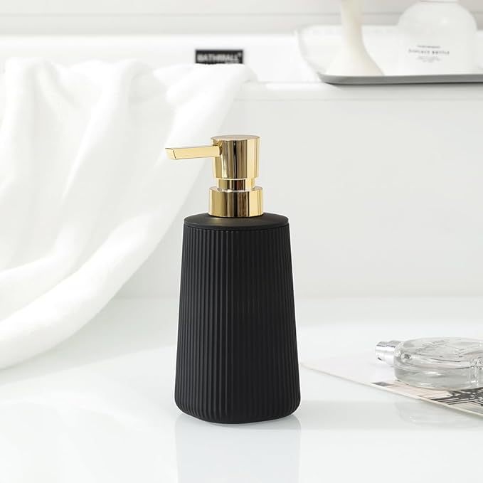 Small Soap Dispenser for Bathroom and Kitchen, Modern Farmhouse Striped Style
