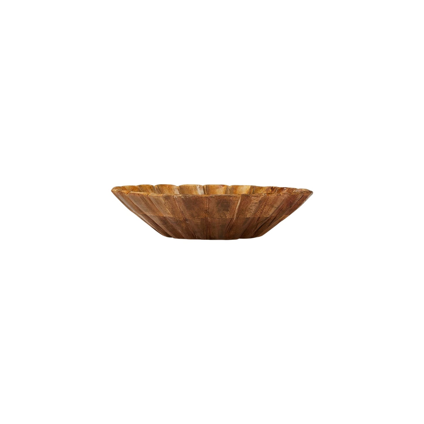 Boho Carved Wood Bowl with Scalloped Edge, Natural