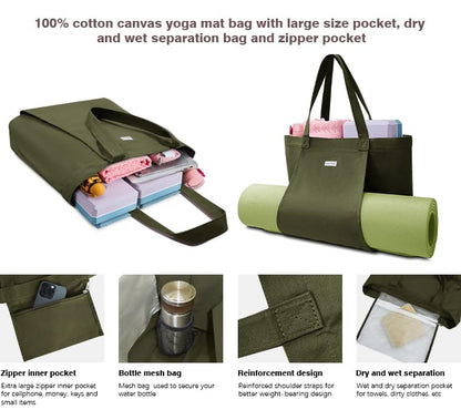 Cwokarb Yoga Mat Bag, Yoga Bags and Carriers Fits All Your Stuff, Yoga Tote Bag for Gym, Pilates, Workout, Beach, Travel and Office
