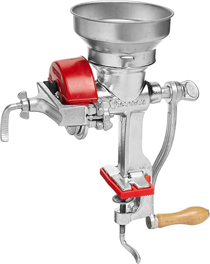 Victoria Manual Cast Iron Grain Mill with High Hopper, Premium Corn-Grinding Mill and Grain Grinder, Made in Colombia