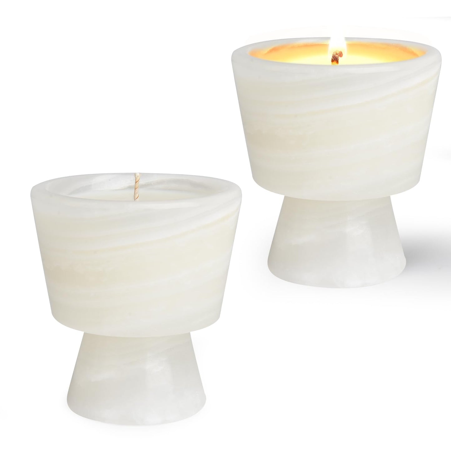 Translucent Stone Candle | Hanndcrafted Marble Container |Warm Glow Home Decor |1 Set | Soy Wax | Non-Toxic | Reusable Keepsake Container | Story of Stone |Unique Gift