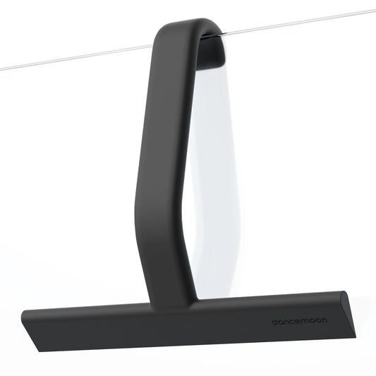 dancemoon JustHang Shower Squeegee for Shower Doors, All-one-Piece Silicone with Built-in Hook Design for Easy Hanging and Cleaning, 25 cm, Black