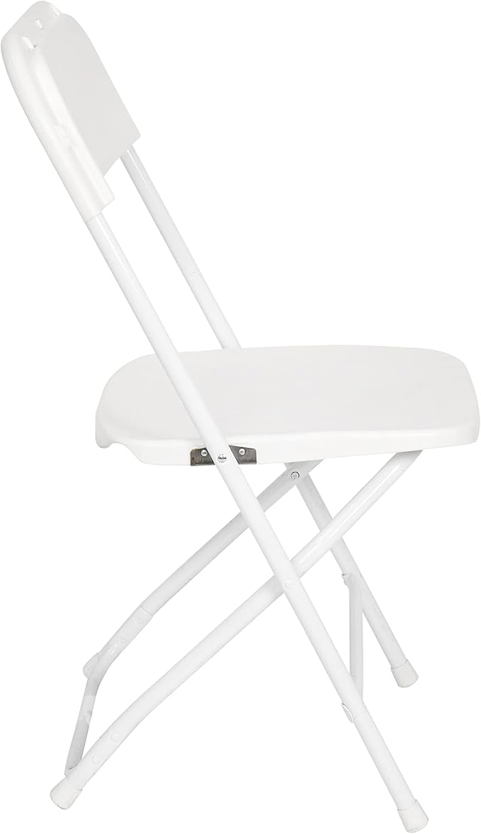 Flash Furniture Hercules Series Big & Tall Stackable Plastic Folding Chairs, Extra Wide Commercial Event Seats, Set of 4, White