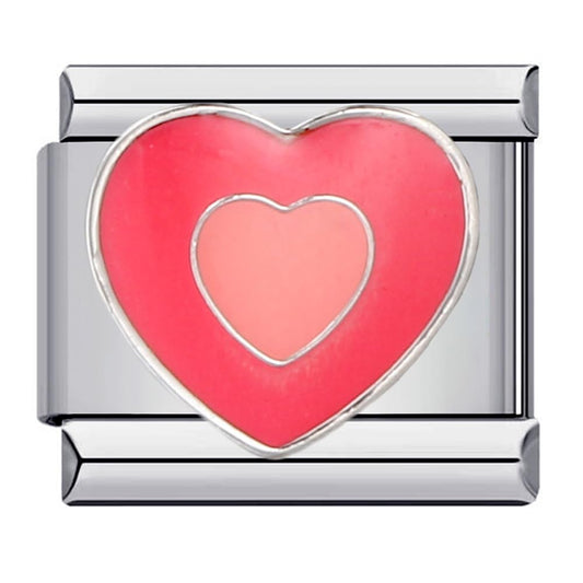 Jukoclut 9mm Italian Style Modular Charm Bracelet Link Handmade DIY Stainless Steel Jewelry Gifts for Women (Pink Heart)