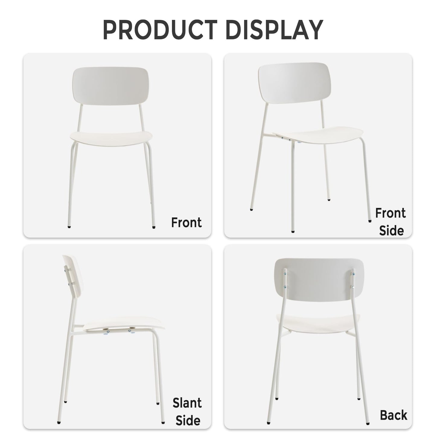 Sidanli Conference Room Chairs Stackable Set of 4, Reception Chairs with Plastic Seat, Stacking Chairs for Waiting Break Room Classroom Clearance, White