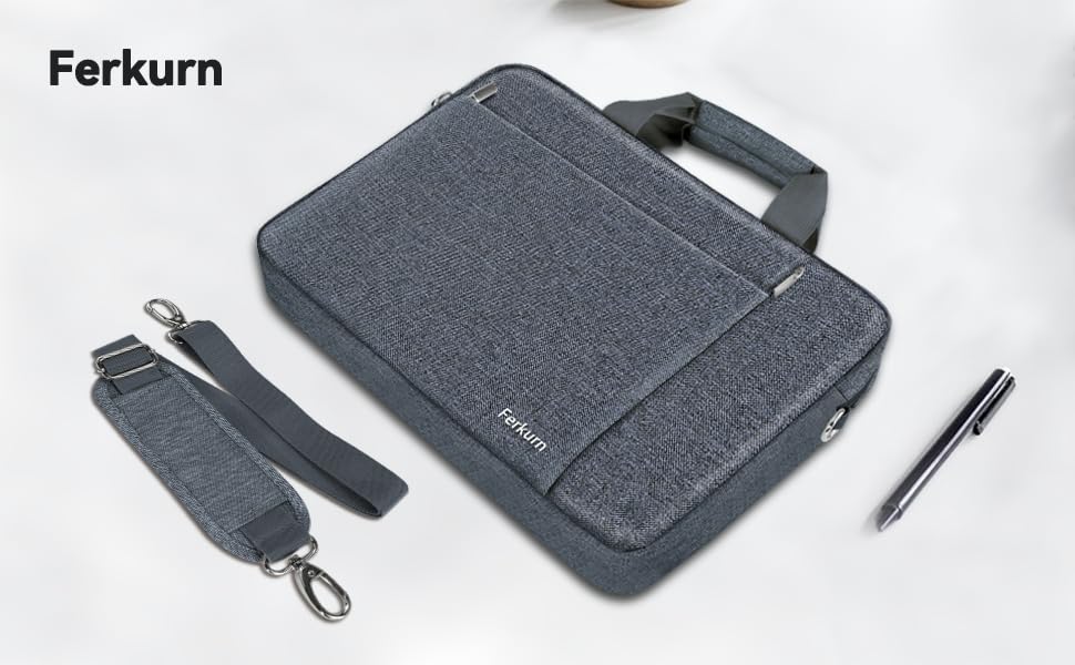 Ferkurn Laptop Bag Case Sleeve 15 15.6 16 inch for Women Men Compatible with 15"/16" MacBook Pro/Air M4/M3/M2/M1, Surface Laptop 6/5/4 Book, XPS 15, HP Pavilion, Lenovo, Acer, ASUS, Samsung, Grey