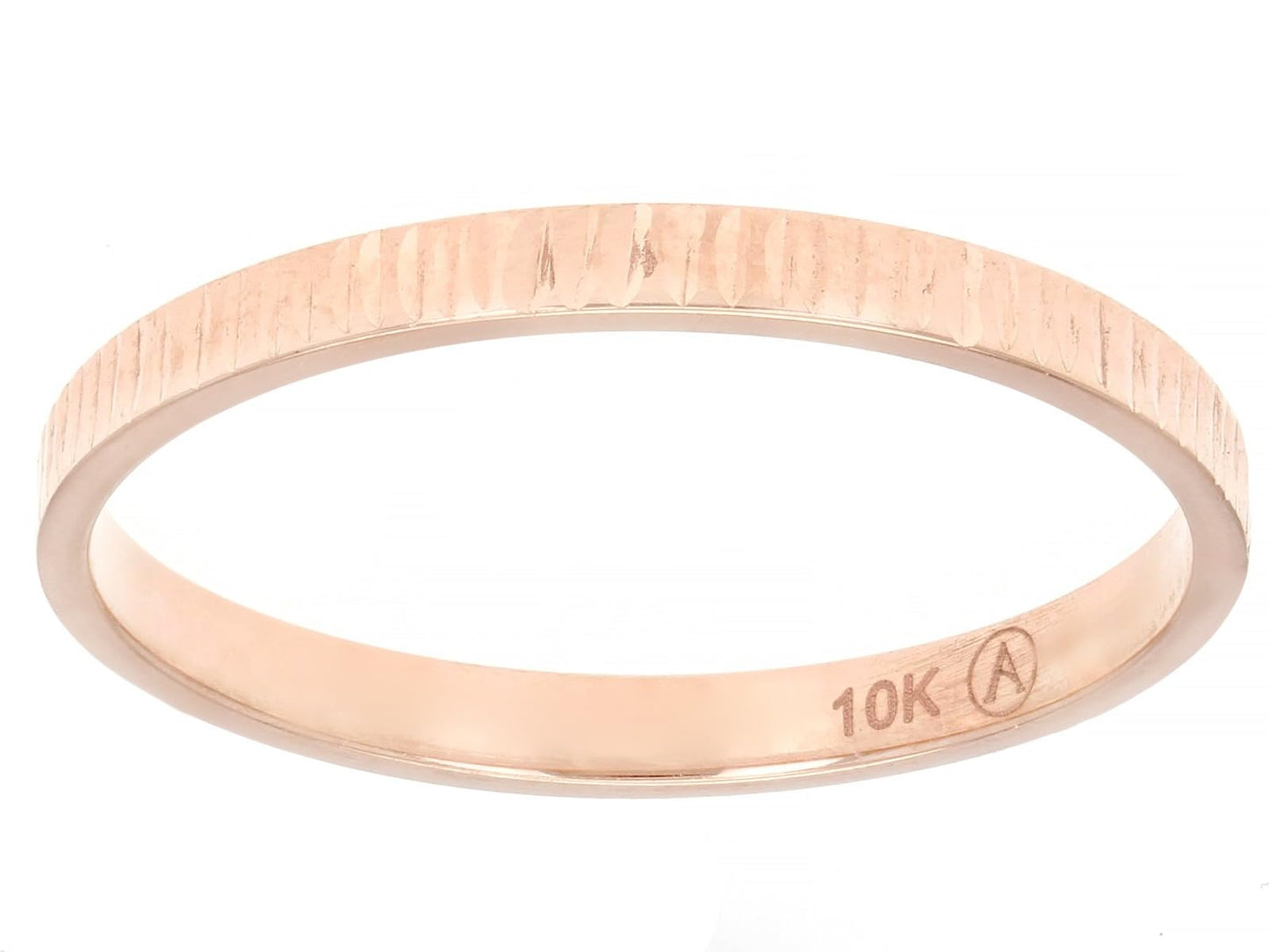 JTV 10K Gold 2 mm Textured Band Ring - Unisex Wedding Band – Elegant, Durable, & Comfortable for Everyday Wear, Anniversary, or Gift - (Rose Gold, 9)