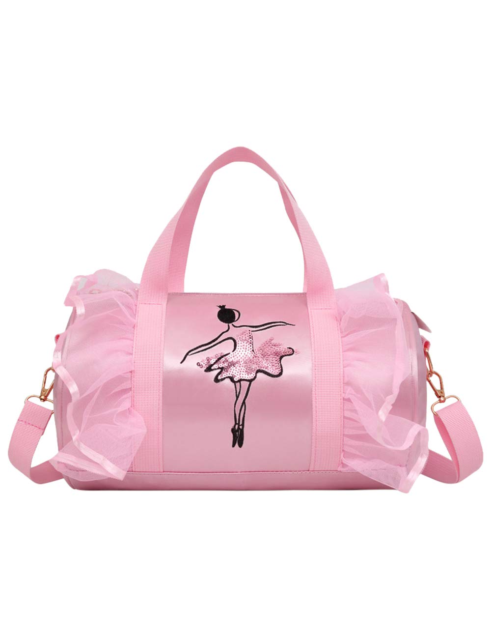 besbomig Girls Ballet Dance Bag Pink Shoulder Crossbody Sports Bag Princess Shoes Dancewear Storage Handbag Tote for Ballerina Dancer Kids