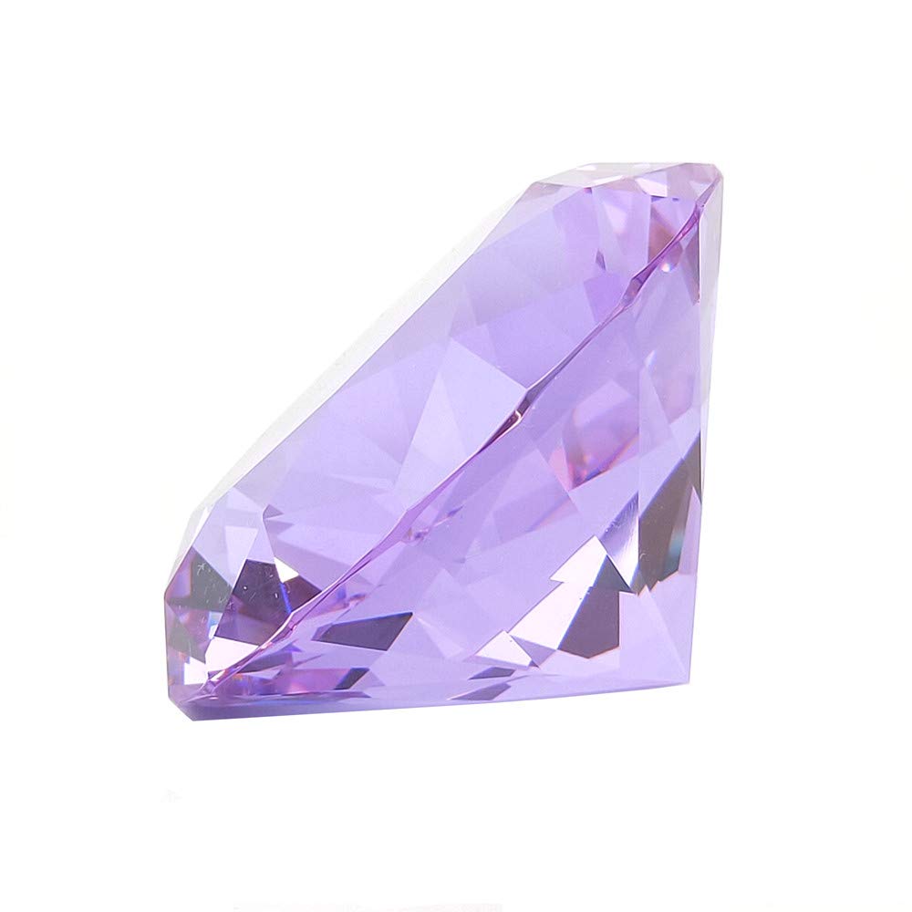 Crystal Glass Diamond Shaped Decoration 60mm Jewel Paperweight,Gift Decoration Idea for Christmas, Thanksgiving and Birthday (Purple)
