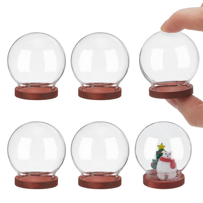 NBEADS 6 Pcs Mini Round Glass Dome, Clear Glass Display Dome Cover with Wood Base Cloche Bell Jar for Centerpieces Plants Rocks Specimens Decorations Crafts, Diameter: 1.57 inch FireBrick