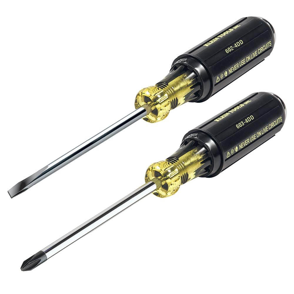 Klein Tools 32008 Demolition and Phillips Screwdriver Set with Plated Metal Strike Cap and Heat Treated Blade, Made in USA, 2-Piece