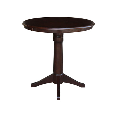 International Concepts 36" Round Top Pedestal Table-34.9" H, Rich Mocha