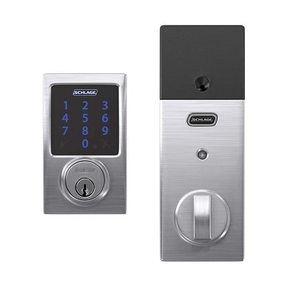 SCHLAGE BE469ZP CAM 605 Connect Smart Deadbolt With Alarm Inbuilt Camelot Trim In Bright Brass