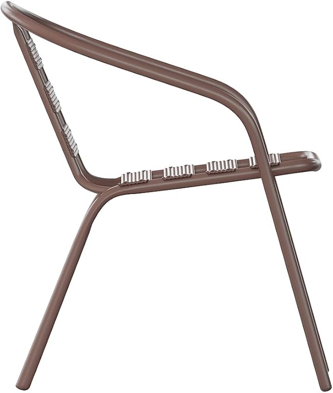Flash Furniture Lila Metal Restaurant Stack Chairs with Metal Slats, Set of 4, Bronze