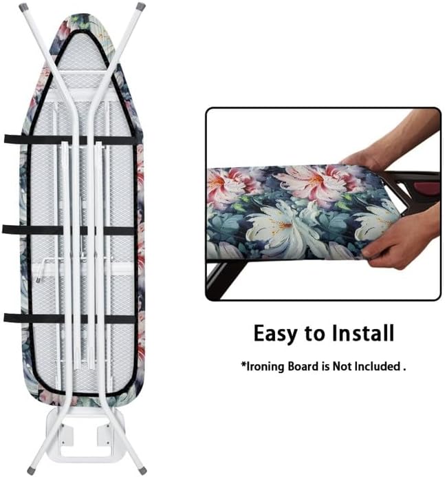 Oil Painting Iris Flowers Ironing Board Cover-15x 54 White Pink Iris Flower