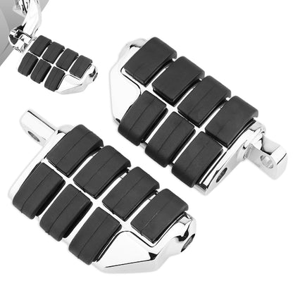 TSUNG Motorcycle Foot Pegs – Male Mount Rider/Passenger Footrests, Wide Higway Foot Rest Pedal Fit for Most V-Twin, Cruiser & Touring Motorcycles (Chrome)