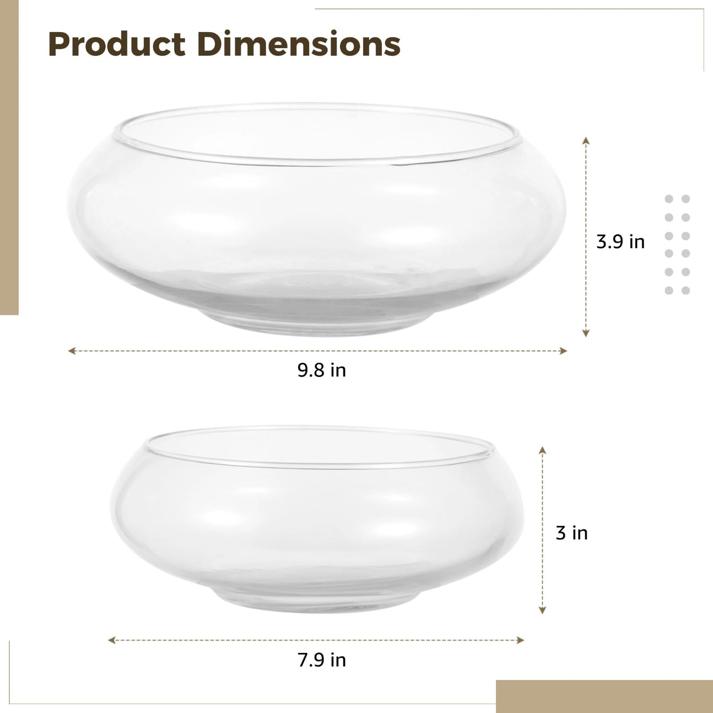 2 PCS Round Glass Vase Bowl, 6"/ 8" Wide Mouth Round Glass Bowls, Succulent Planters, Fish Tank, Bubble Vases, Floral Decor Centerpieces, Flower Pots for Home Decoration (2PCS)
