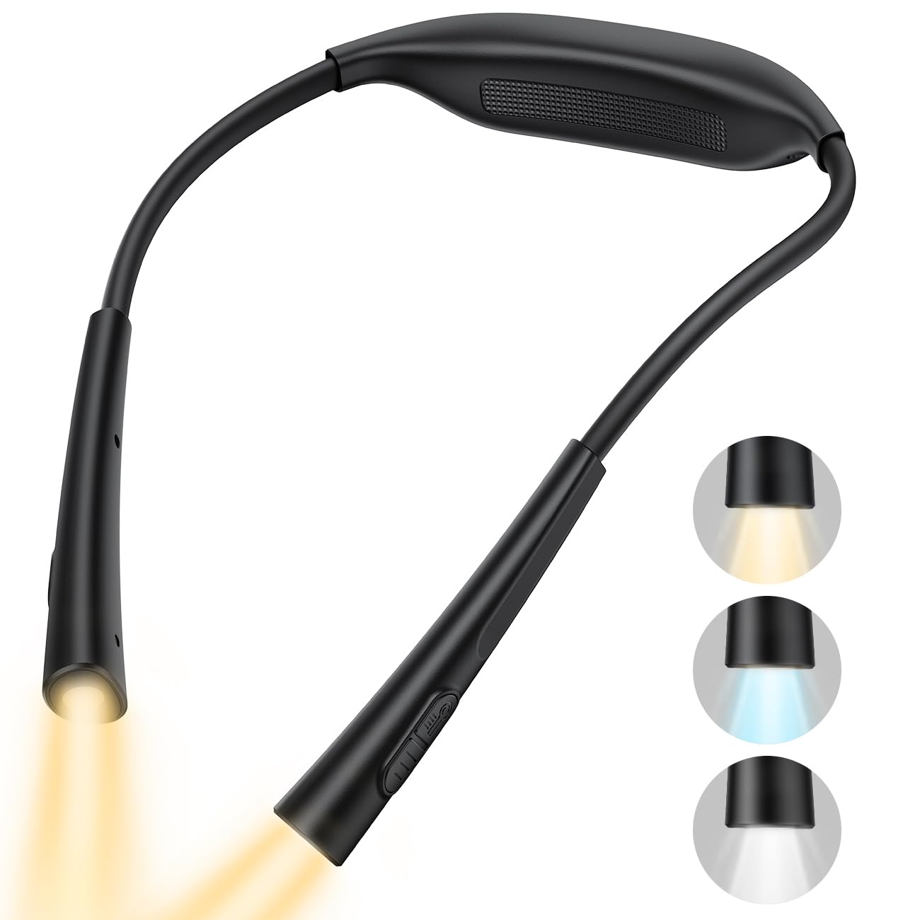 Lamicall 3.4oz Ultra-Light Book Light for Neck - [4-Color & 5-Brightness][Bendable Arms] Neck Light with 70 Hours Runtime, Reading Lights for Books in Bed, Knitting, Repairing, Crafting, Crocheting