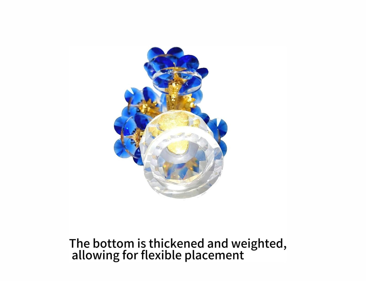 WF Crystal Flower Tree Figurine, Artificial Flowe, Easter Decorations Decorative Glass Sculpture for - Home Office Desk Student Study Room Accent, Modern Minimalist Table Centerpiece 6.6" (Blue)