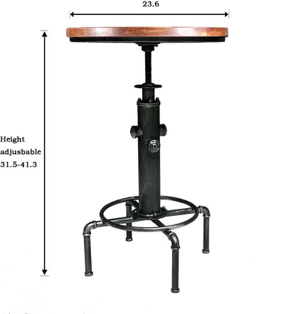 Topower Industrial Bar Table 31.5-41.3" Adjustable Pub Table Kitchen Dining Coffee Bistro Table
